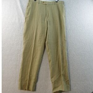 Brooks Brothers Madison Mens 36x32 Linen Dress Pants Tan Business Preppy Carrer